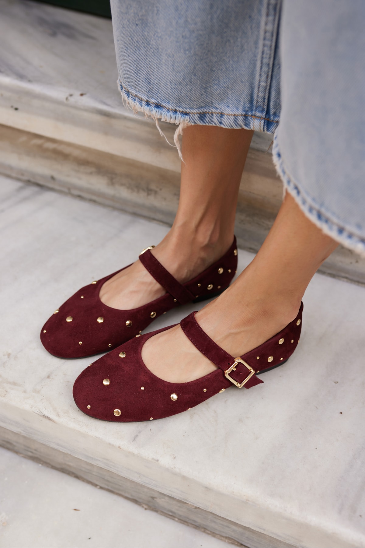 KLEBER KADIN BORDO GERCEK SUET BABET