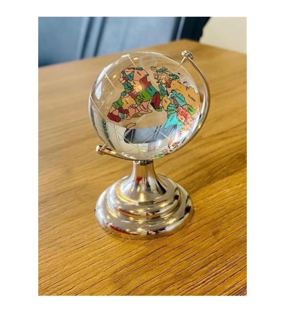 Kişiye Özel Manyetik Kum Saati ve Kristal Cam Dünya Küre Ofis Hediye Seti – Dekoratif Masa Üstü Aksesuar