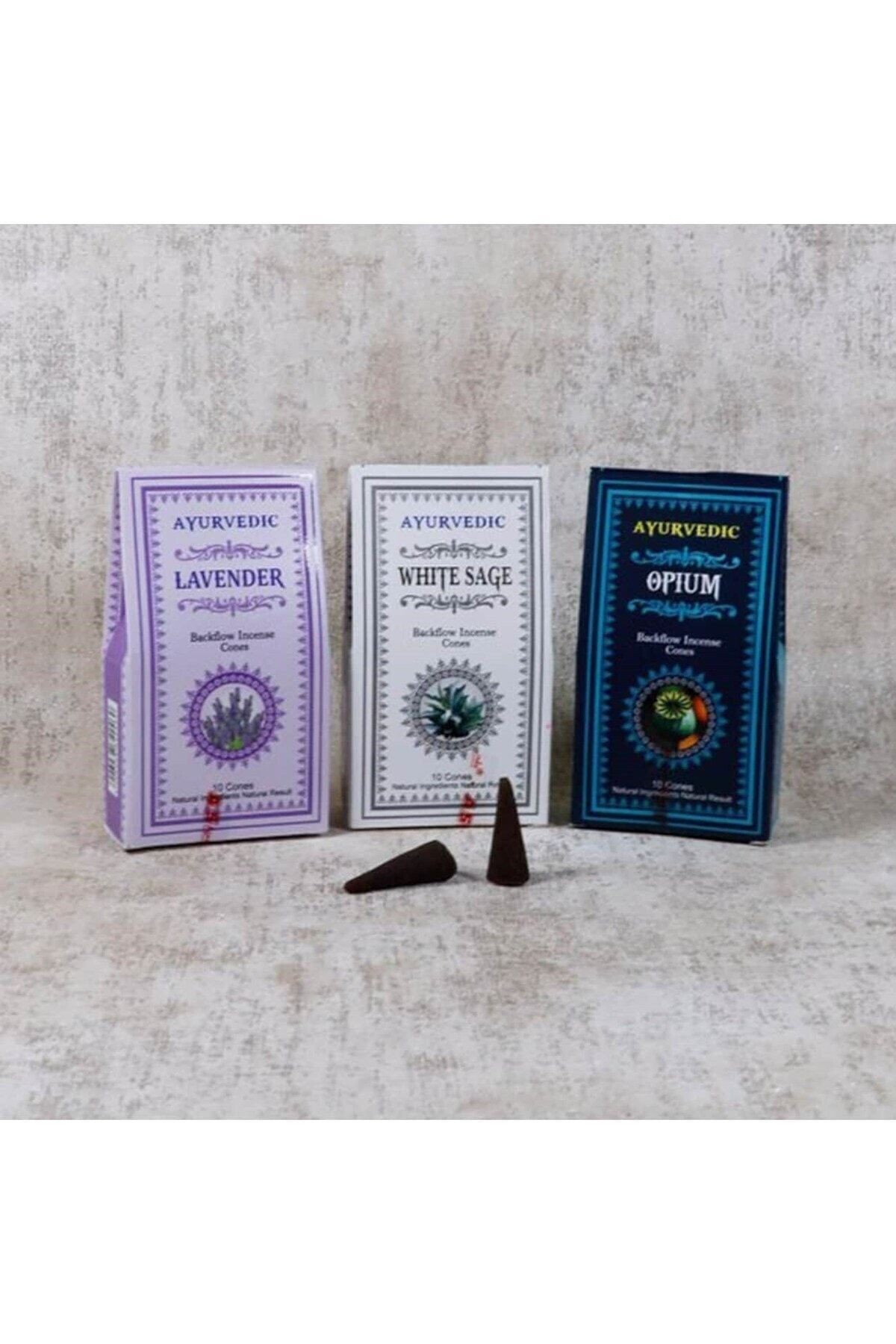 Ayurvedic Lavanta-opium-white Sage 3'lü Geri Akışlı Tütsü Seti