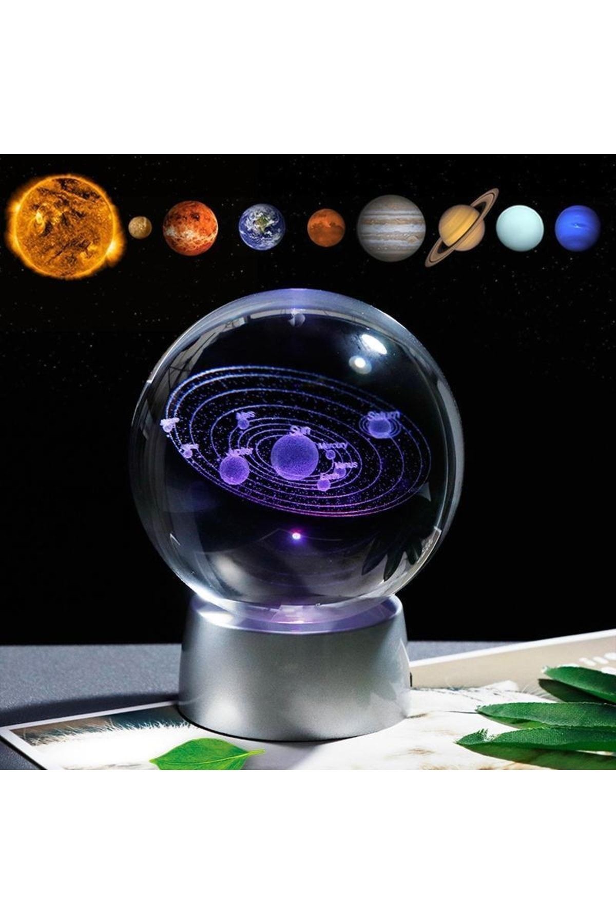Işıklı Kristal Cam Küre Samanyolu Led Lamba