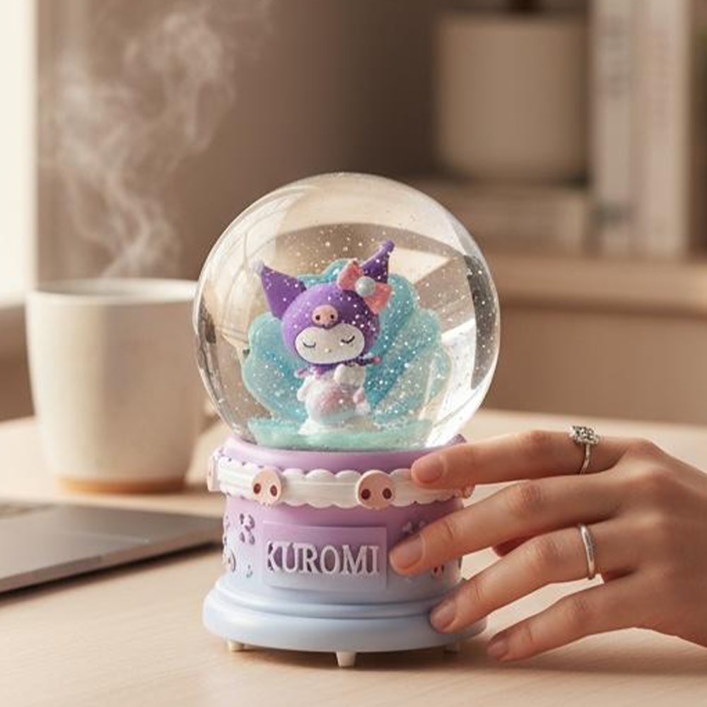 Kuromi Figürlü Büyük Boy Püskürtmeli Müzikli Işıklı Kar Küresi