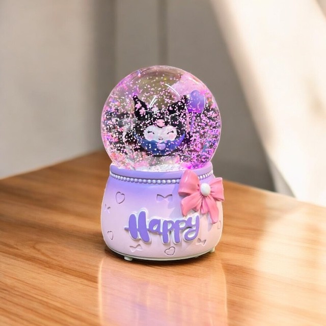 Sanrio kuromi Büyük Boy Püskürtmeli Müzikli Işıklı Kar Küresi