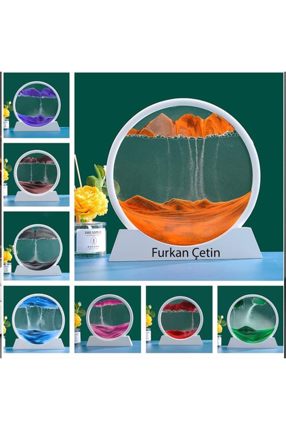 Kişiye Özel 3d Hareketli Sandscape Kum Saati Dekoratif 21cm