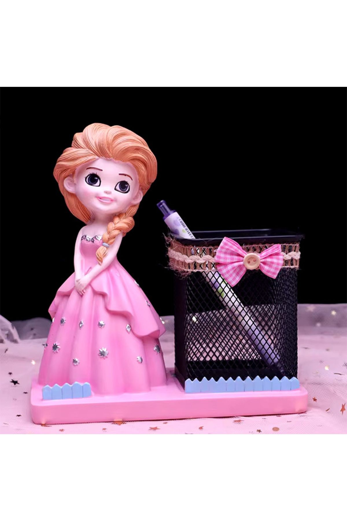 Frozen Figürlü Masaüstü Kalemlik-Pembe