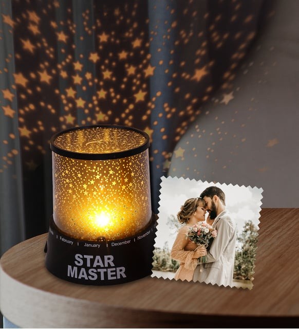 Kişiye Özel Fotoğraf & Star Master Yıldız Yansımalı Gece Lambası Hediye Seti