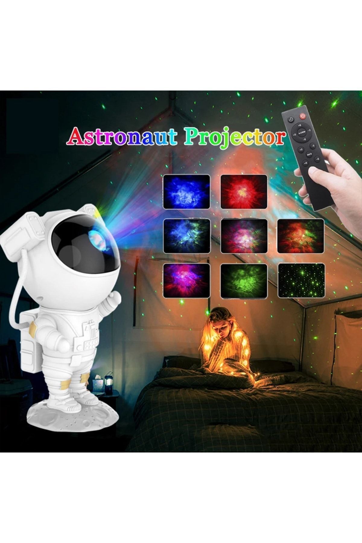 Astronot Kumandalı Projeksiyon Gece Lambası