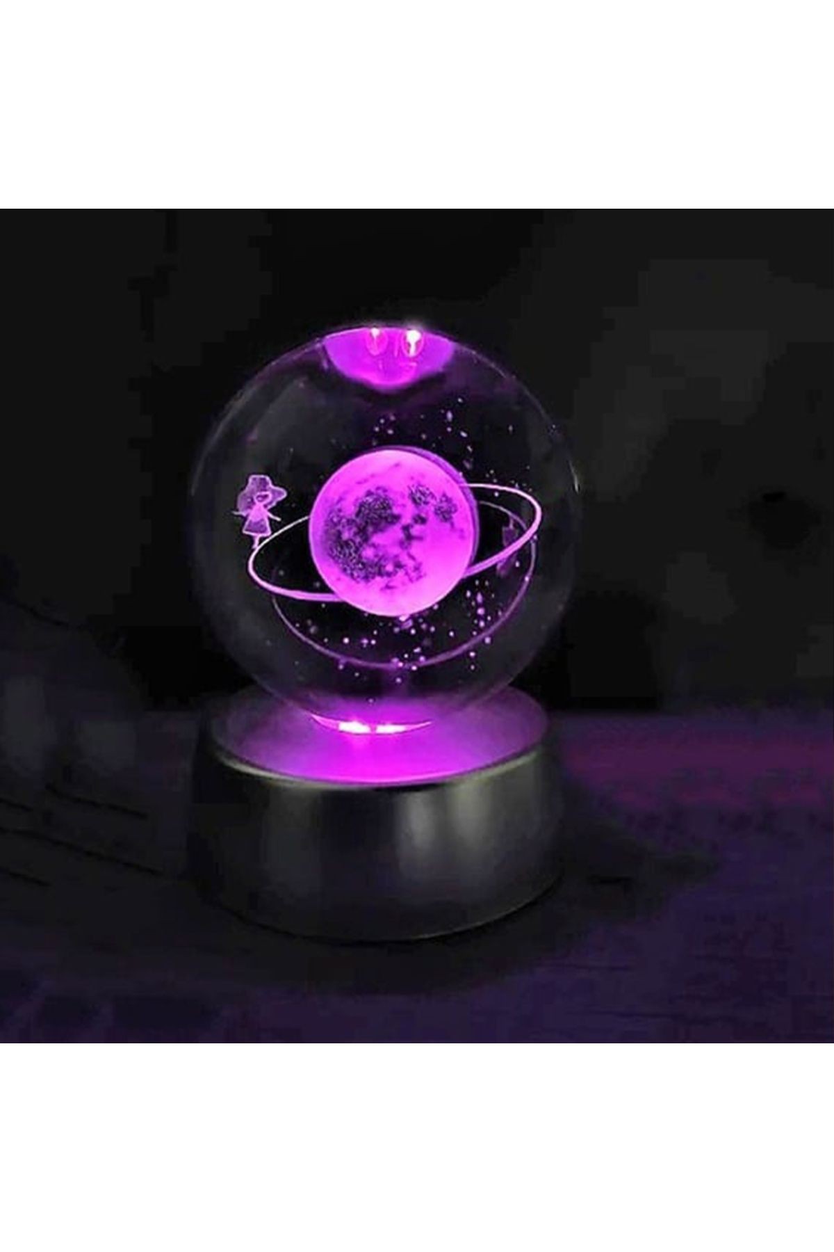 Yeşil Avokado Pelüş Oyuncak Renk Değiştiren Led Işıklı Satürn Kız Cam Küre