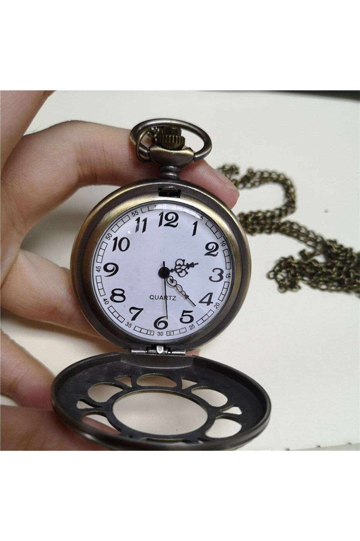 Retro Çiçek Temalı Quartz Köstekli Kolye Saat
