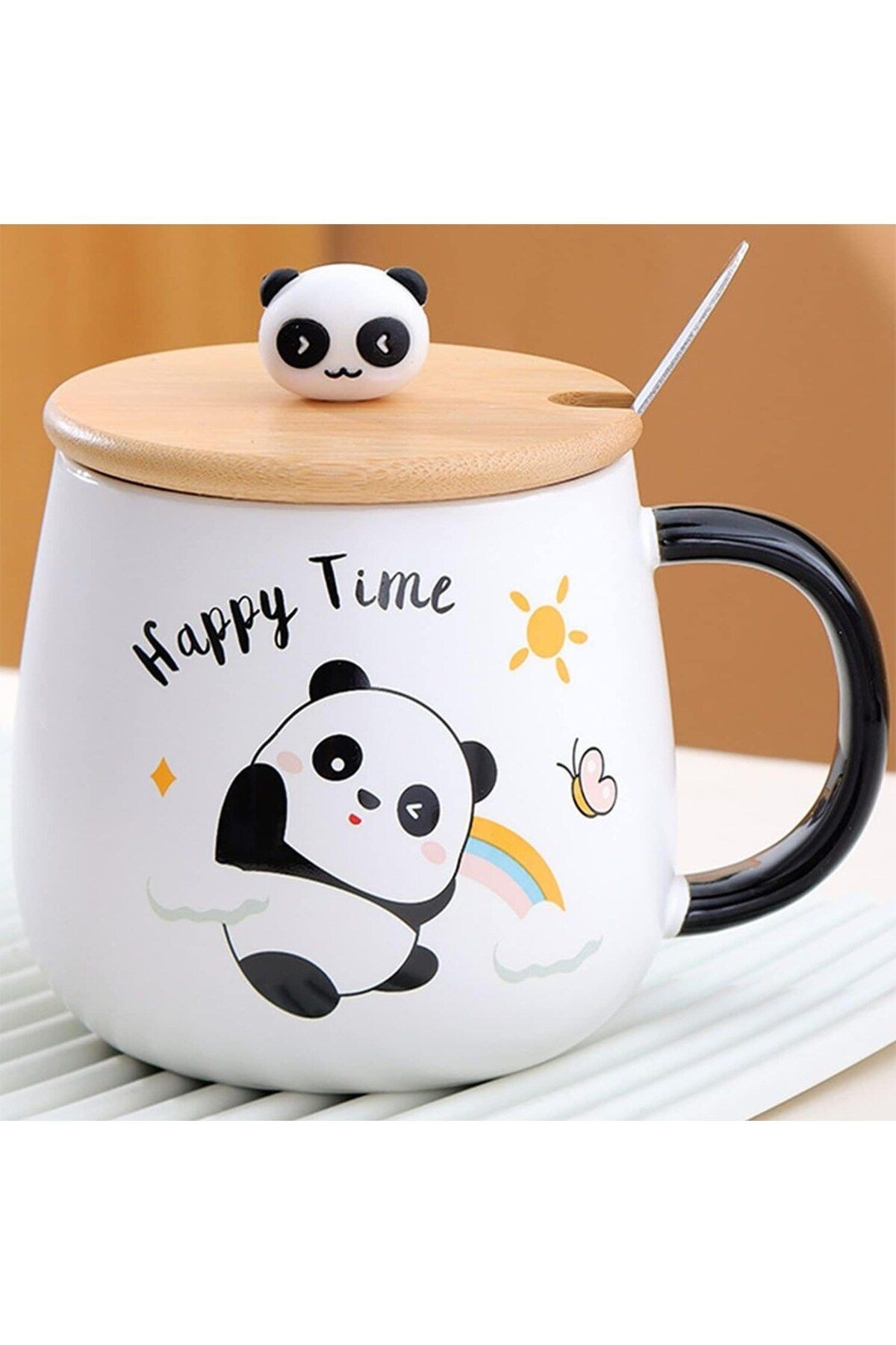 3D Kabartmalı 400ml Sevimli Panda Kupa Bardak