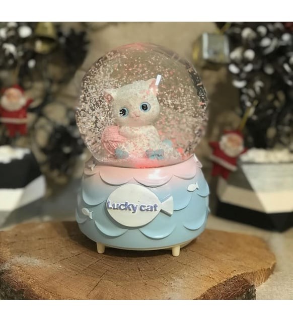 Lukcy Cat Kar Küresi Püskürtmeli Müzikli Işıklı Büyük Boy Sevgiliye Hediye