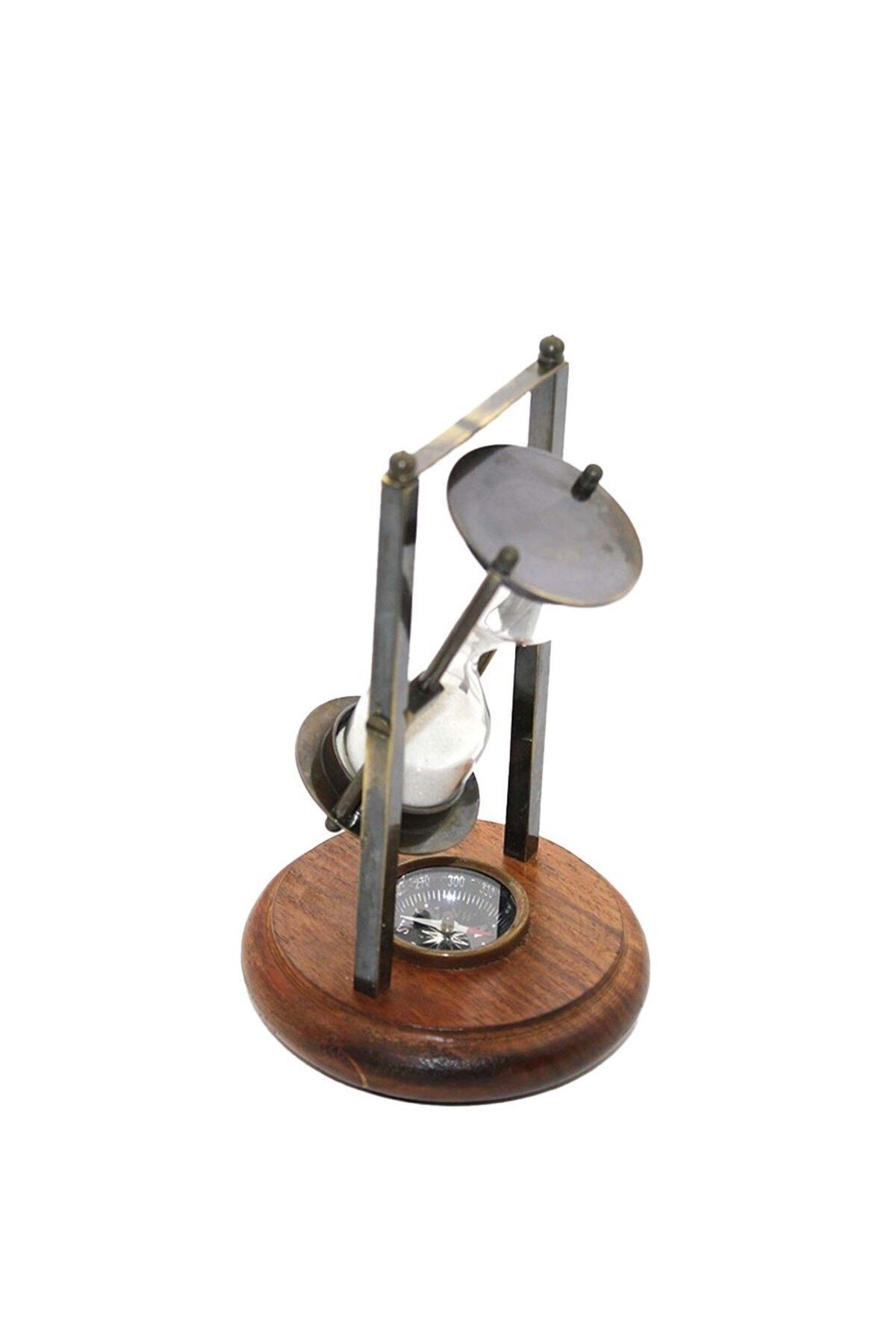 Dekoratif Pusulalı Pirinç Kum Saati 16*10 Cm