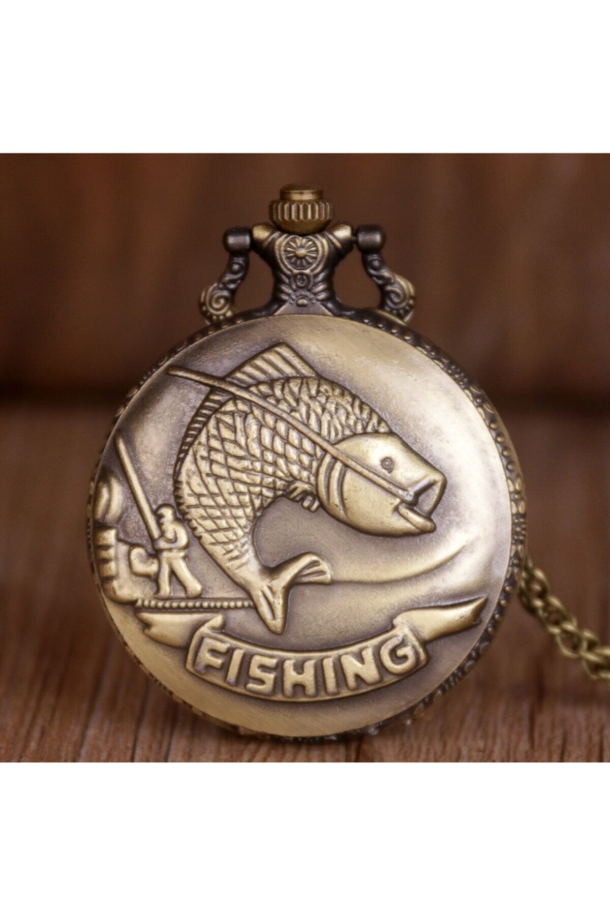 Balık Kabartmalıbüyük Boy Köstekli Saat Kolye