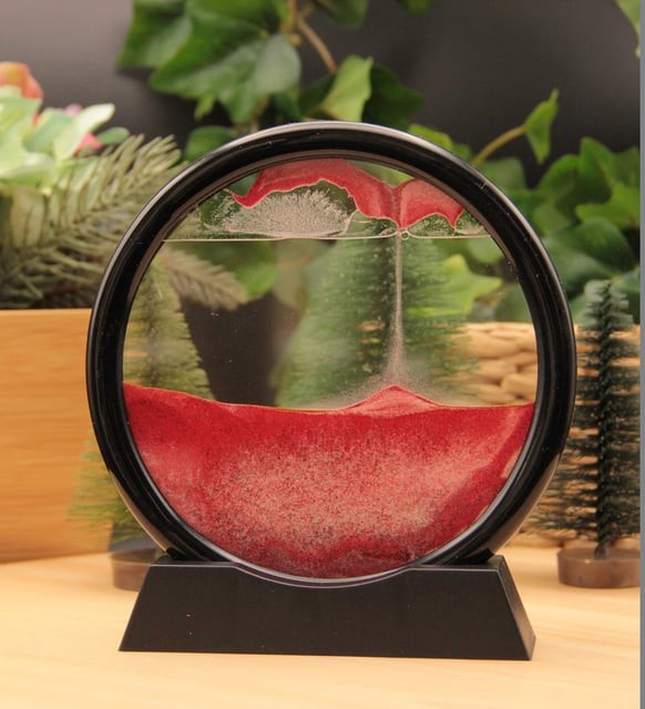 İsme Özel 3D Hareketli Sandscape Kum Saati Dekoratif-Kırmızı