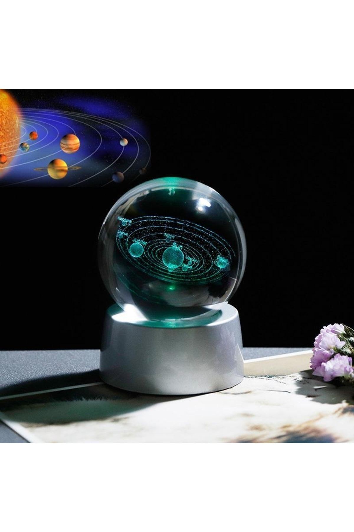 Işıklı Kristal Cam Küre Samanyolu Led Lamba