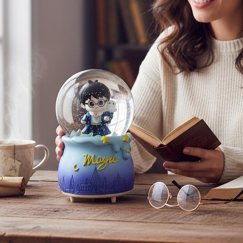 Büyülü Kar Küresi - Sihirli Okul Temalı Büyük Boy Püskürtmeli Müzikli Işıklı Dekoratif Figür