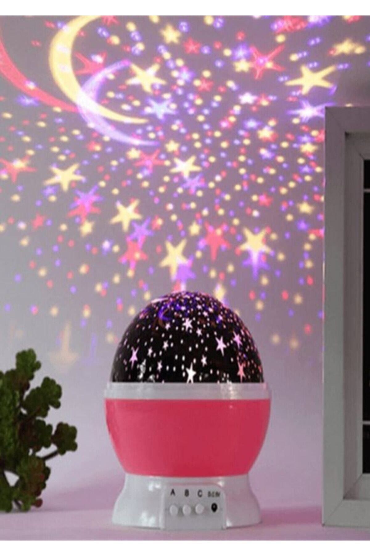 Renkli Ve Dönen Star Master Projeksiyon Gece Lambası Pembe