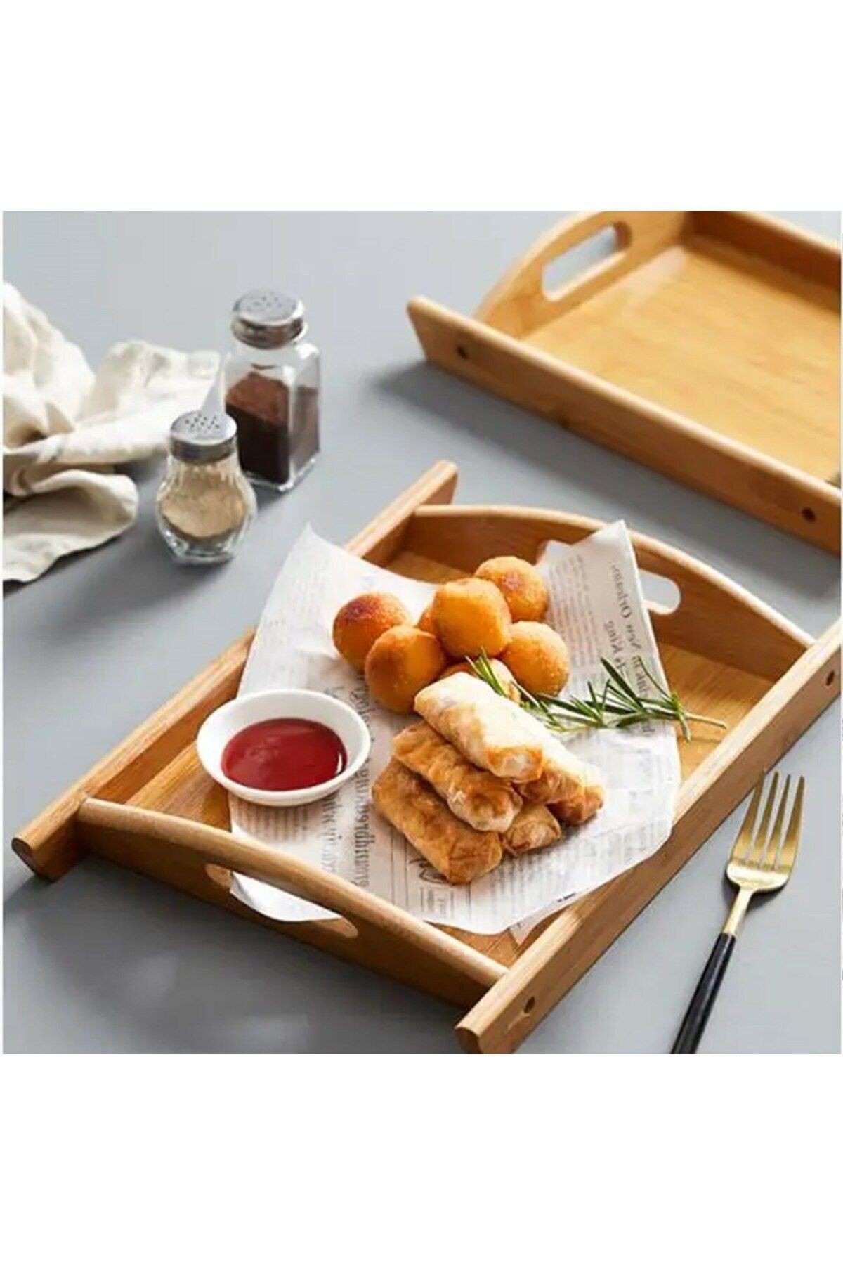 3'Lü Bambu Tepsi 28*32*37 Cm