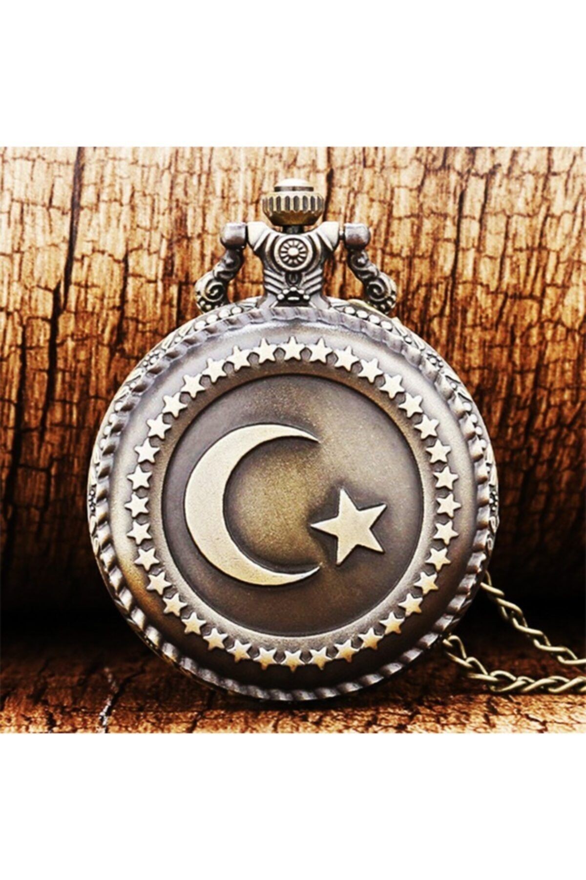Türk Bayraklı Temalı Köstekli Cep Saati