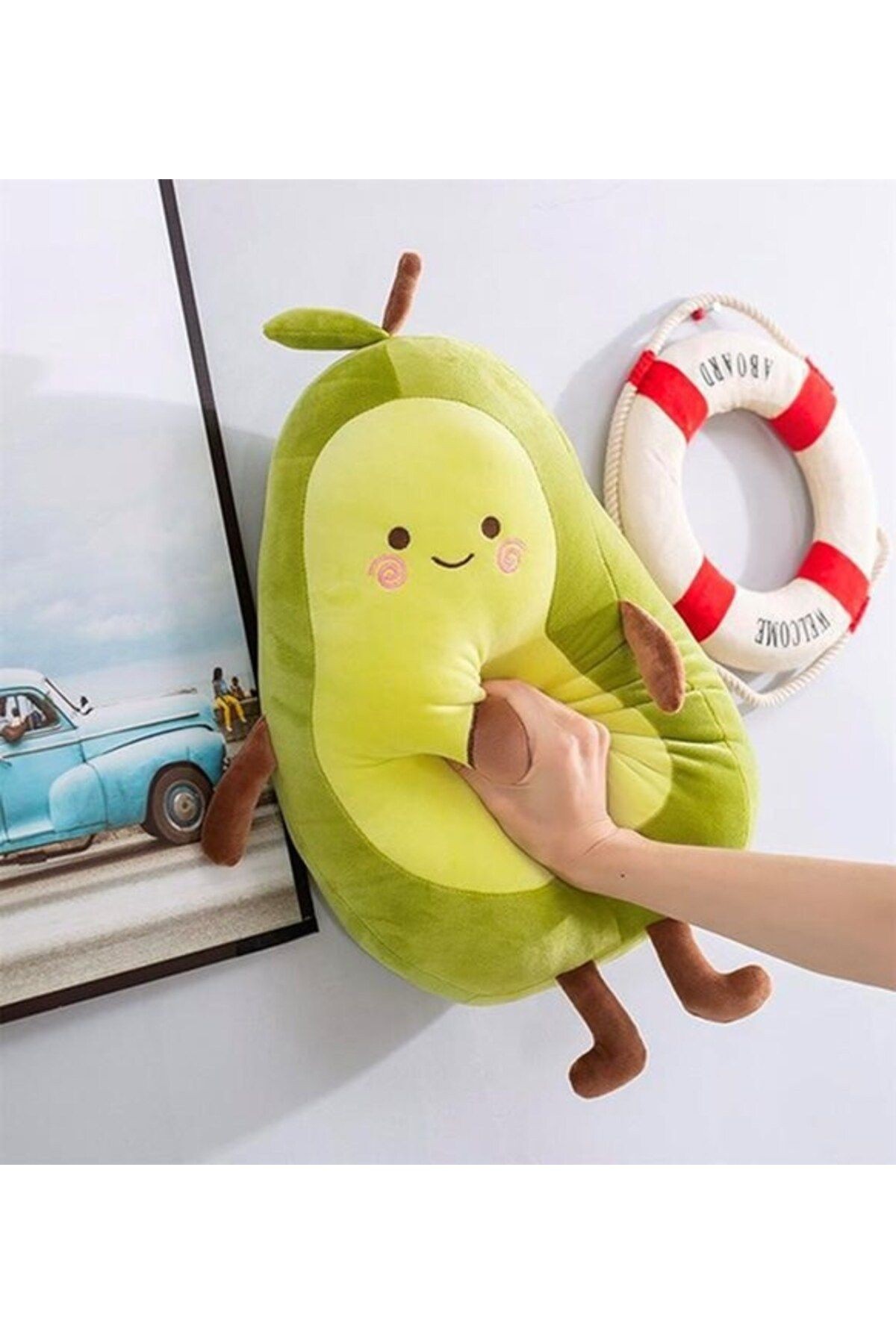 Yeşil Avokado Pelüş Oyuncak 50cm  Kolye Hediyeli