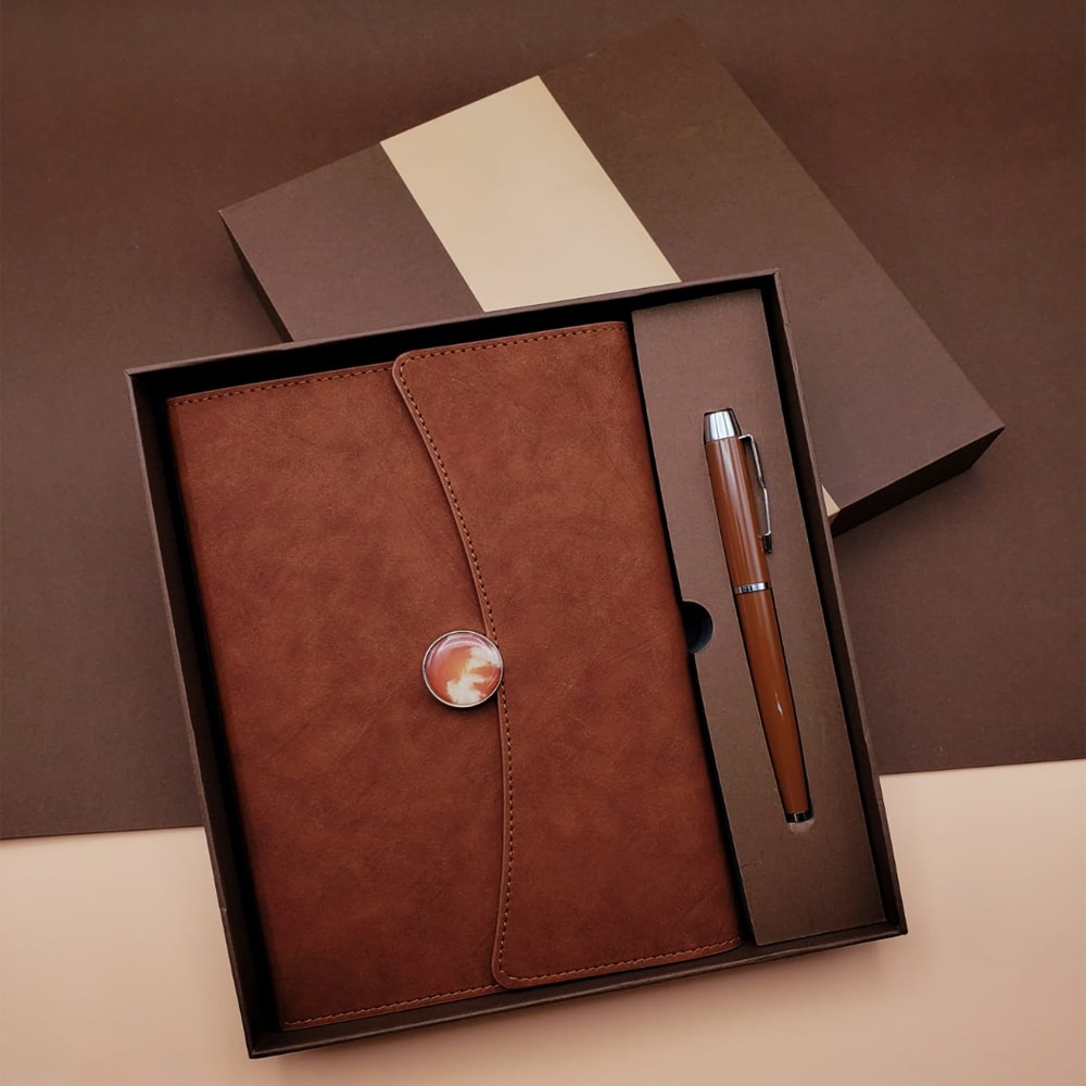 Kişiye Özel Özel Kutulu Deri Defter Ve Roller Kalem Seti