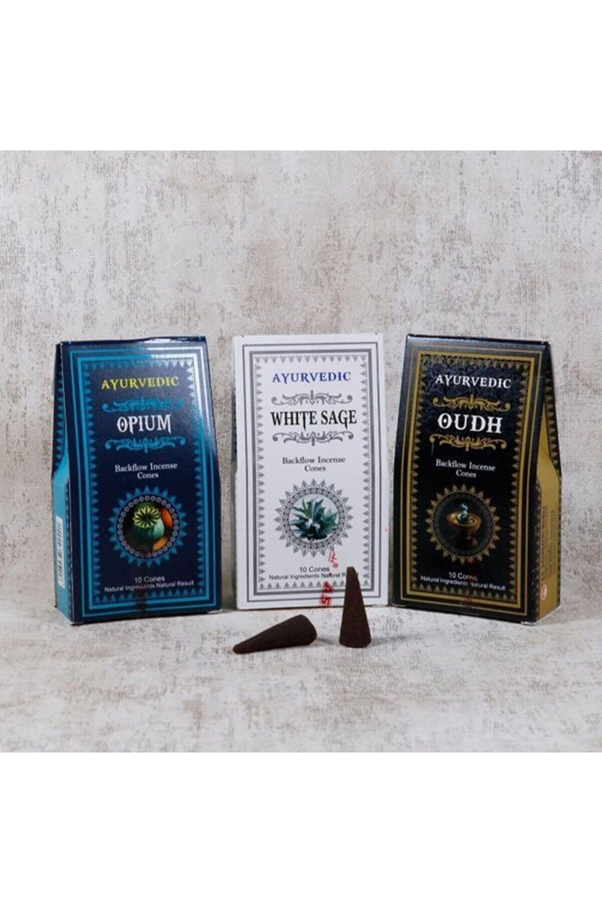 Ayurvedic Oudh-opium-white Sage 3'lü Geri Akışlı Tütsü Seti