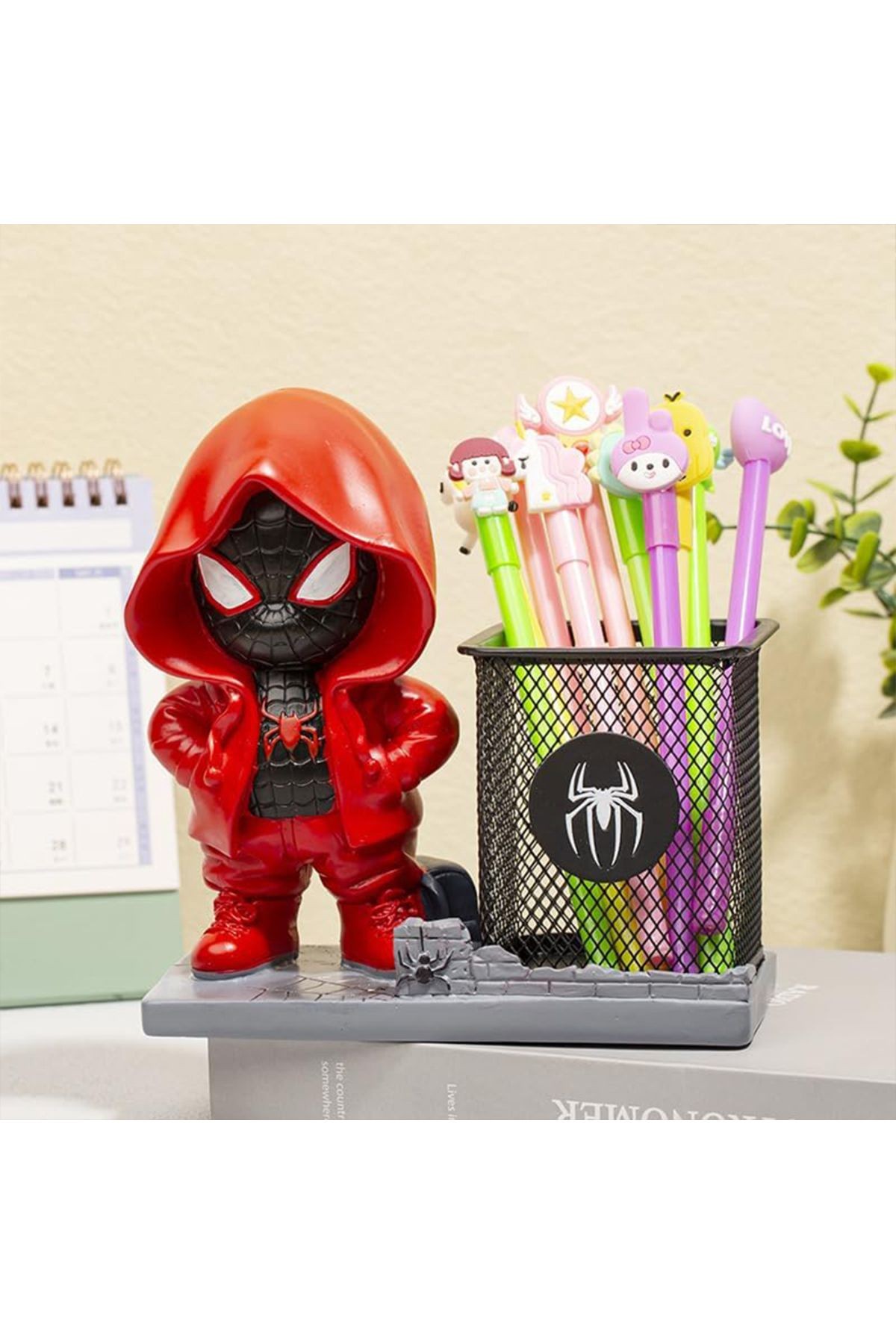 SPIDERMAN PEN  Figürlü Masaüstü Kalemlik-KIRMIZI