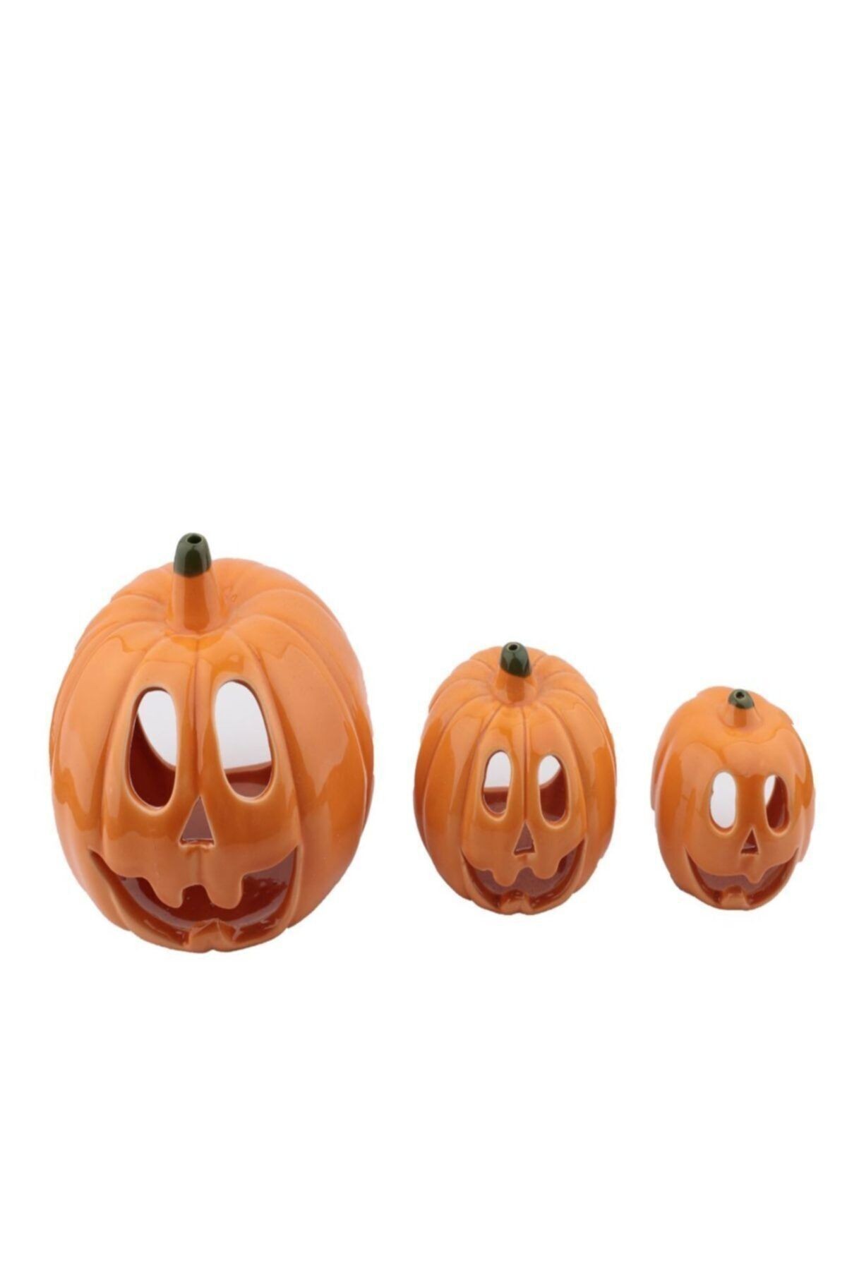 Dekoratif 3'lü Set Bal Kabağı Mumluk Tealight Mumluk