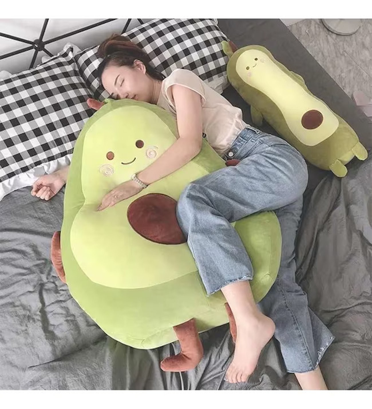 2'li Büyük Jumbo Boy Avokado Peluş Oyuncak ve Orta Boy Avokado