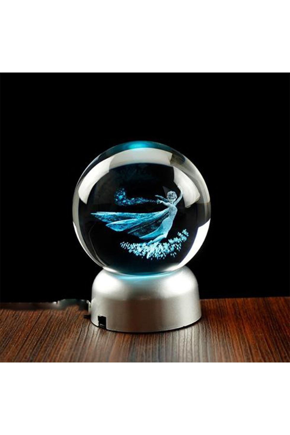 Dekoratif Renk Değiştiren Elsa Temalı Işıklı Cam Küre 8cm*6cm