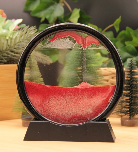 İsme Özel 3D Hareketli Sandscape Kum Saati Dekoratif-Kırmızı
