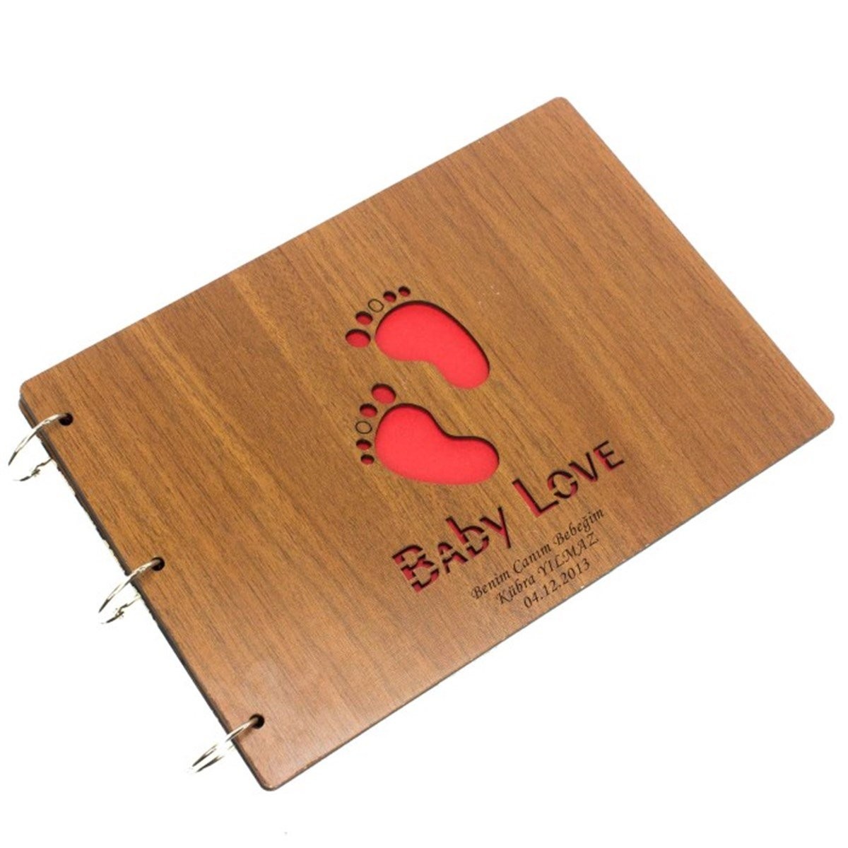 Doğum Hediyesi İsme Özel Ahşap Bebek Ayağı Temalı Kendin Yap Albüm Defter Baby Love