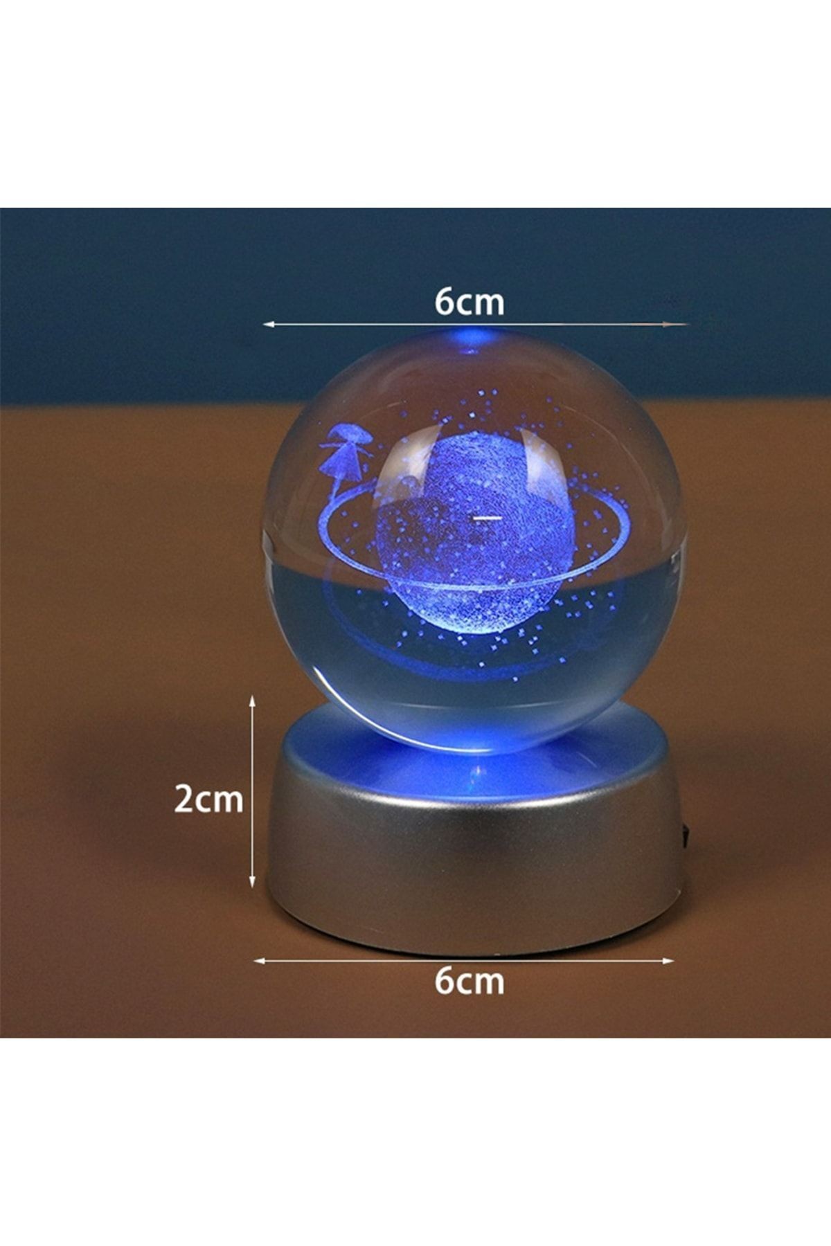 2'li Satürn Kız Ve Astronot Işıklı Cam Küre 8cm*6cm
