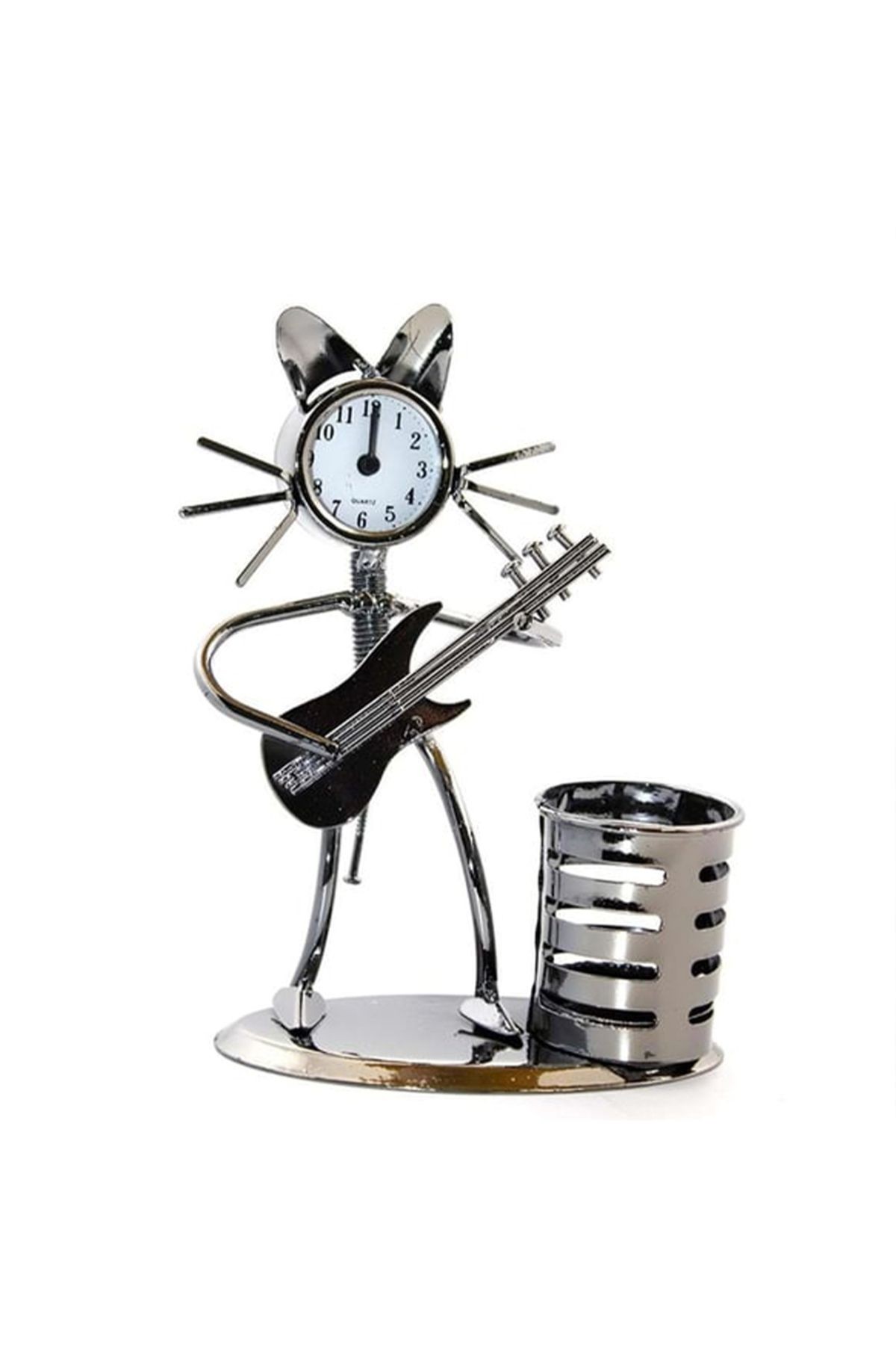 Metal Saatli Kalemlik Biblo -AALK2415