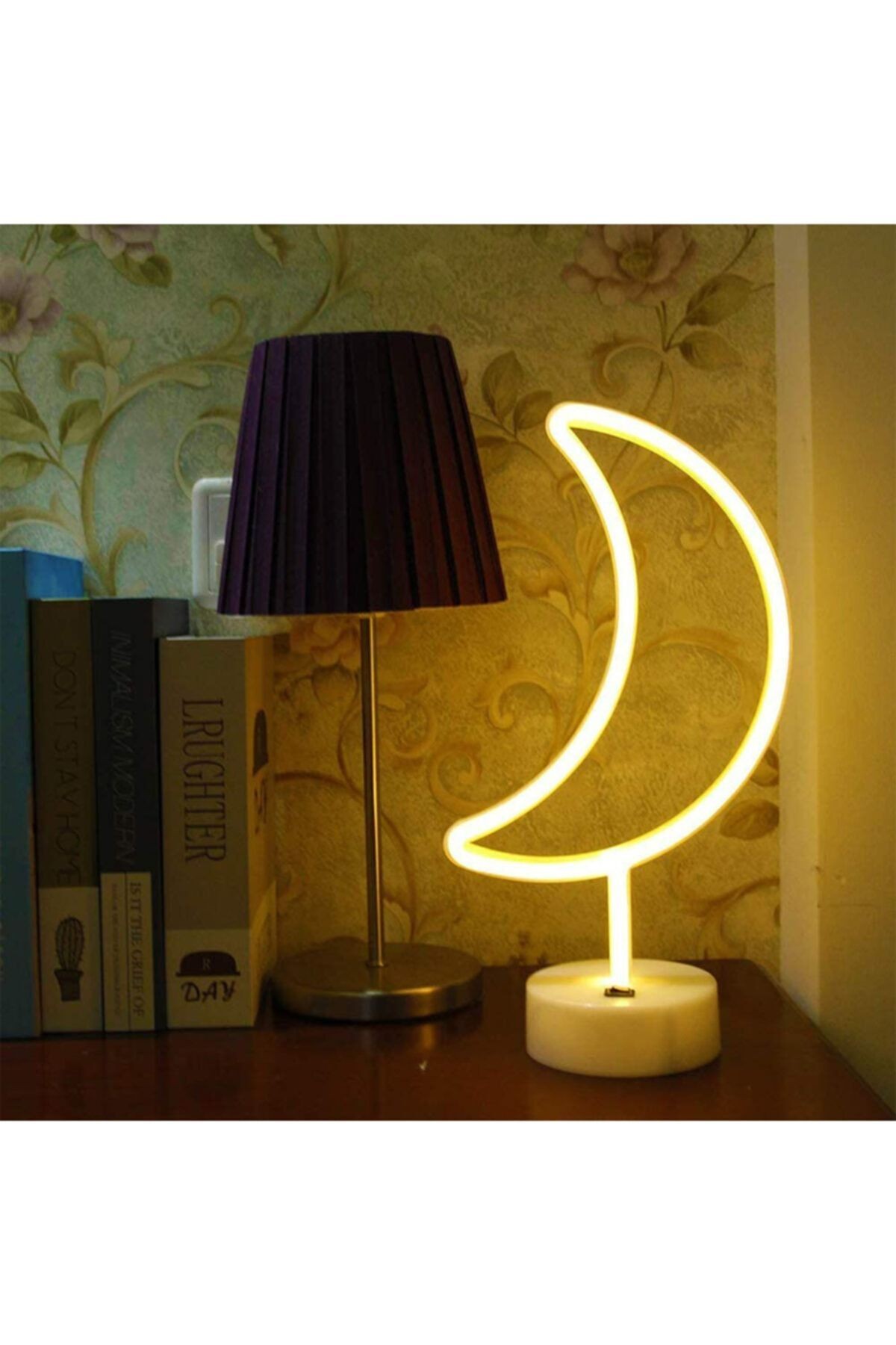 Ay Tasarımlı Neon Led Lamba 31x18 Cm