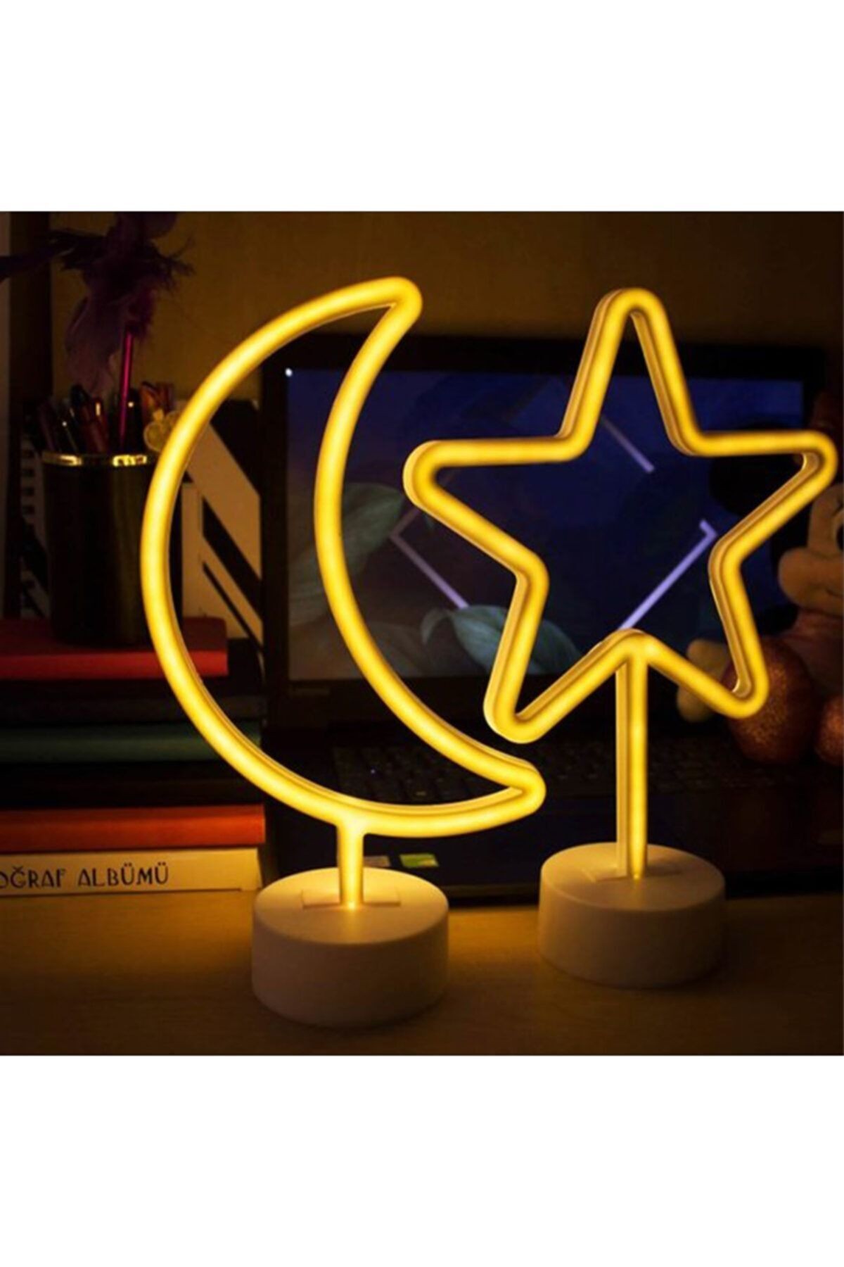 Ay Yıldız Neon Led Gece Lambası Usb Ve Pilli