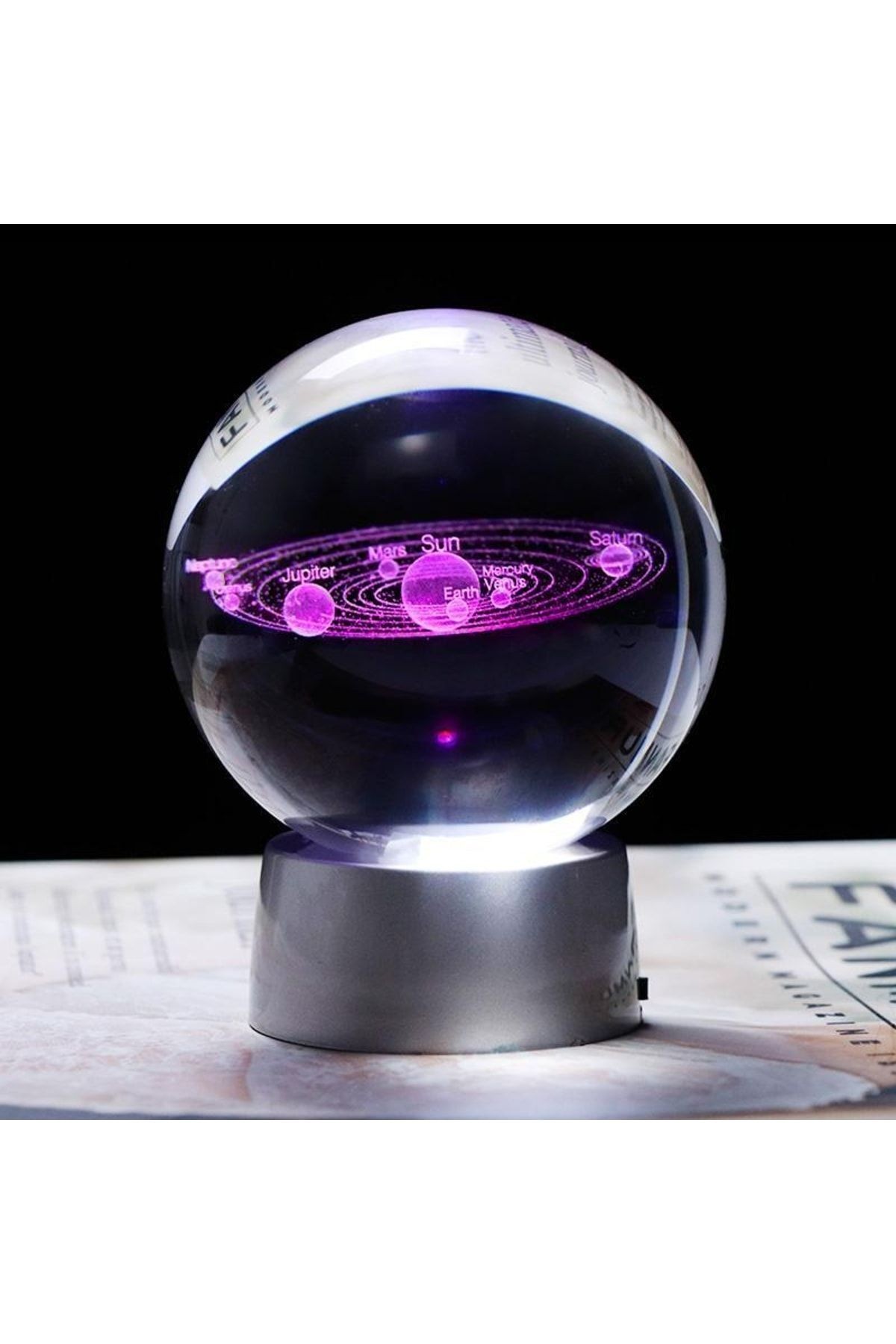 Işıklı Kristal Cam Küre Samanyolu Led Lamba