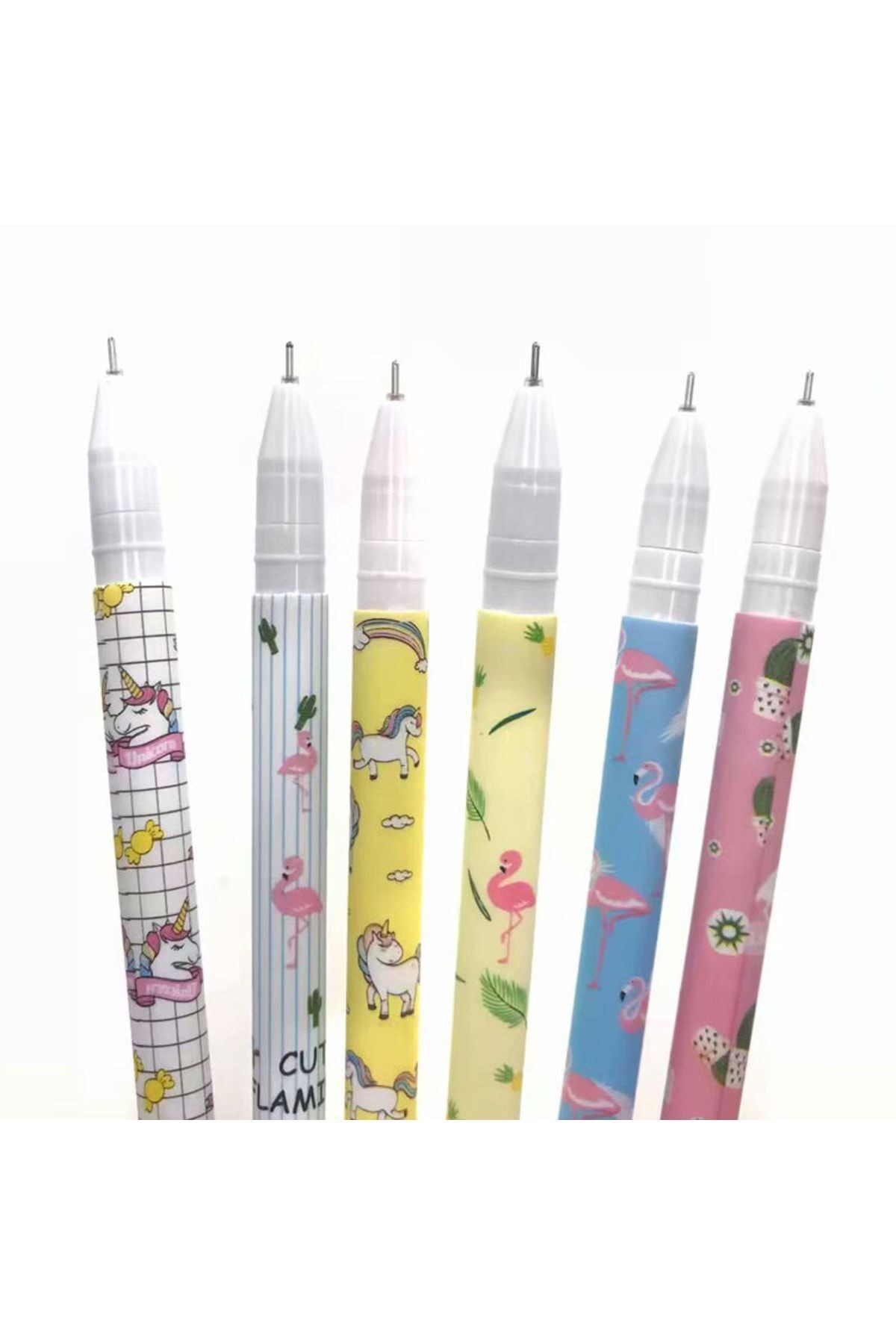 Gökkuşağı 10'lu Kalem Seti Unicorn Flamingo Ananas Yaprak Kaktüs