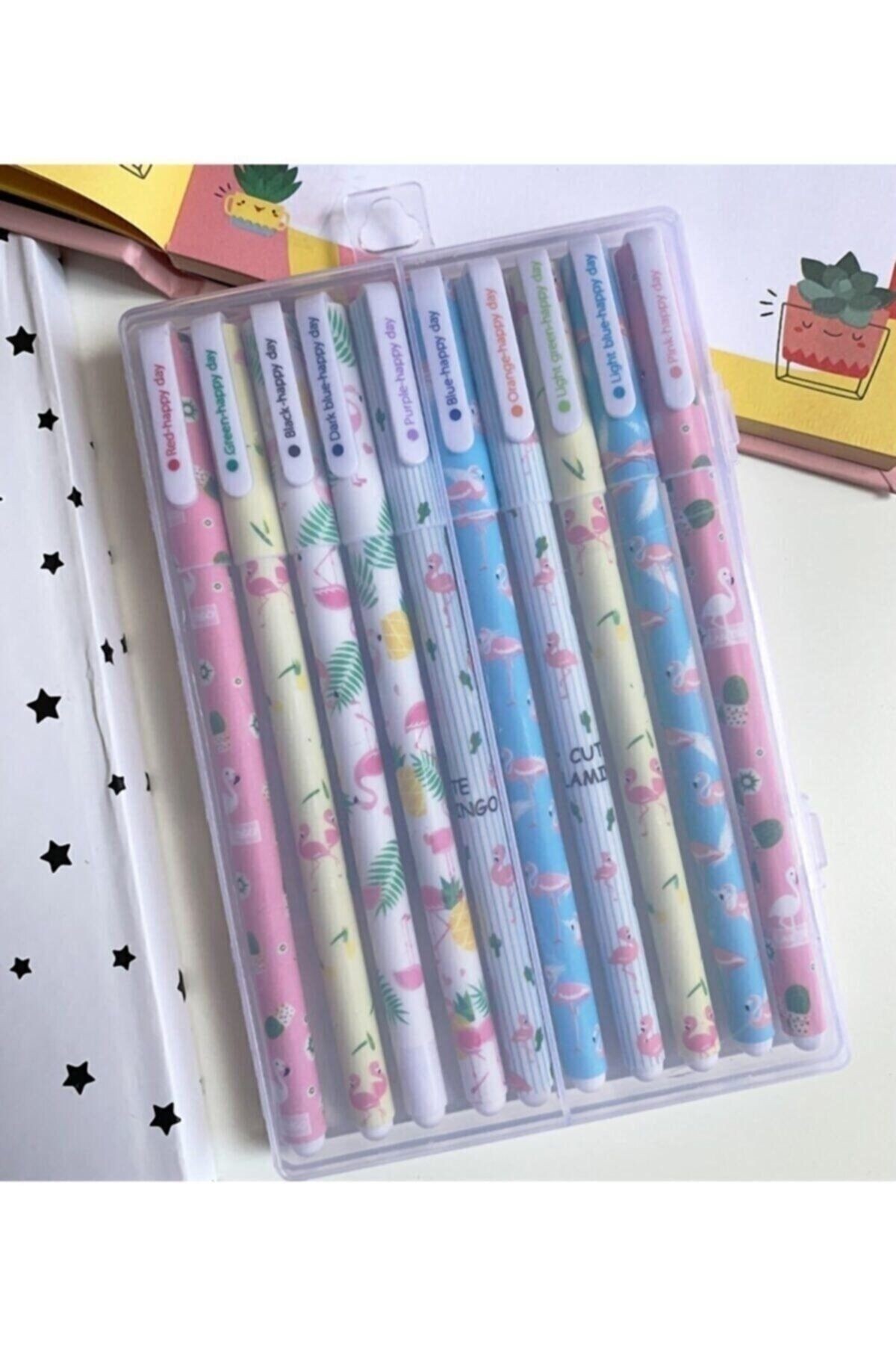 10'lu Jel Unicorn-flamingo Kalem Seti Tükenmez Kalem