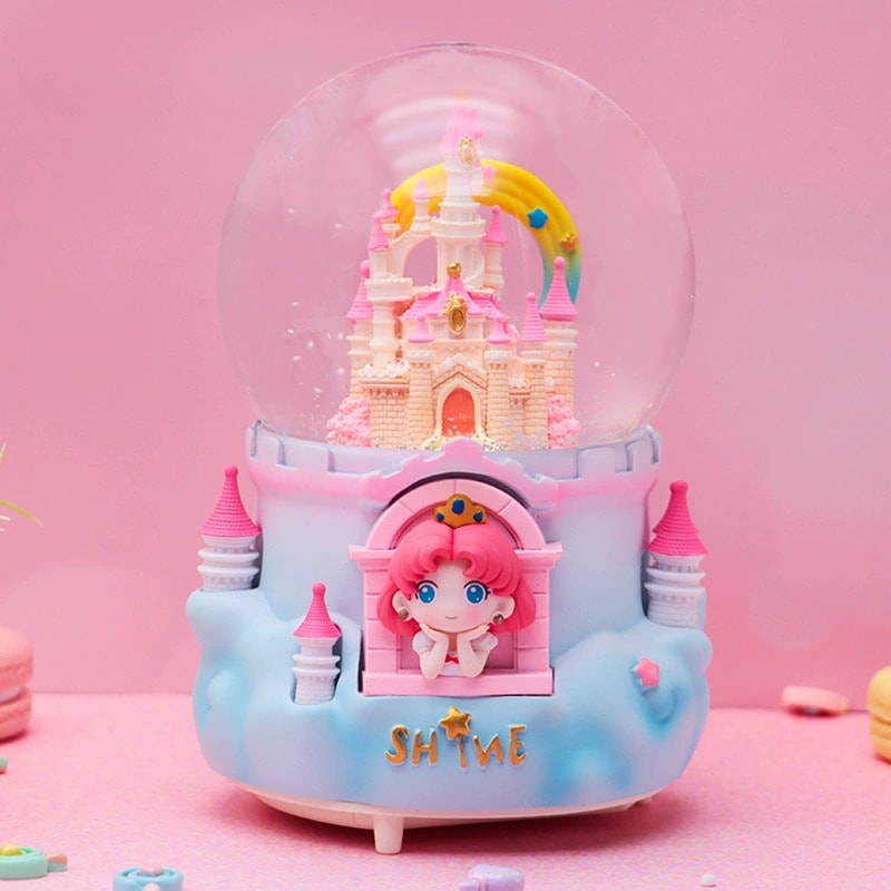 Prenses Ve Şato Temalı Işıklı Müzikli Püskürtmeli Büyük Boy Kar Küresi