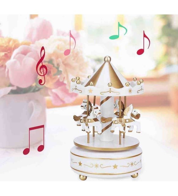 Dekoratif Atlı Karınca Müzik kutusu Beyaz