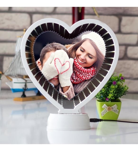Kişiye Özel Fotoğraflı Kalpli Gizli Ayna - Sevgiliye Özel