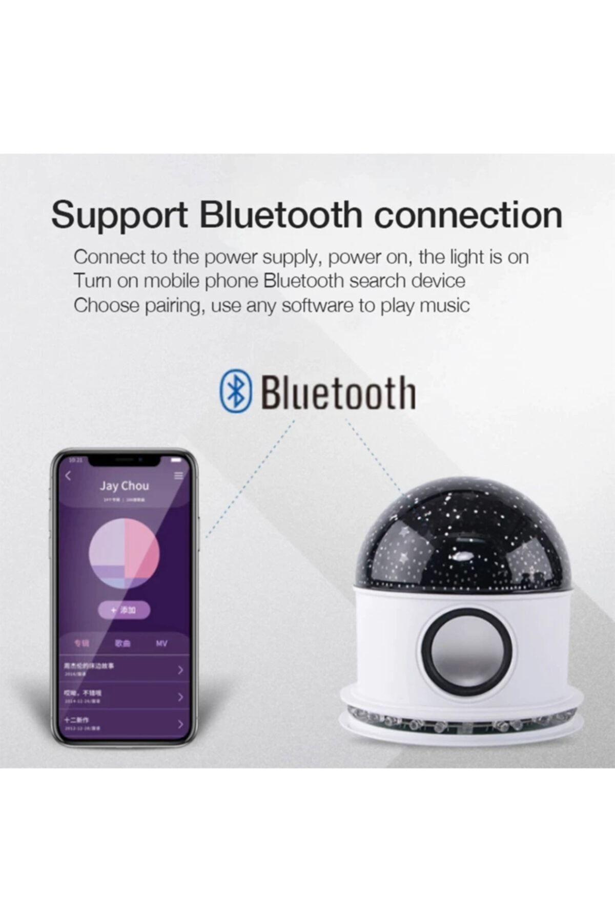 Led Sihirli Disko Topu - Star Master Yıldızlı-aylı Gece Lambası - Bluetooth Hoparlör