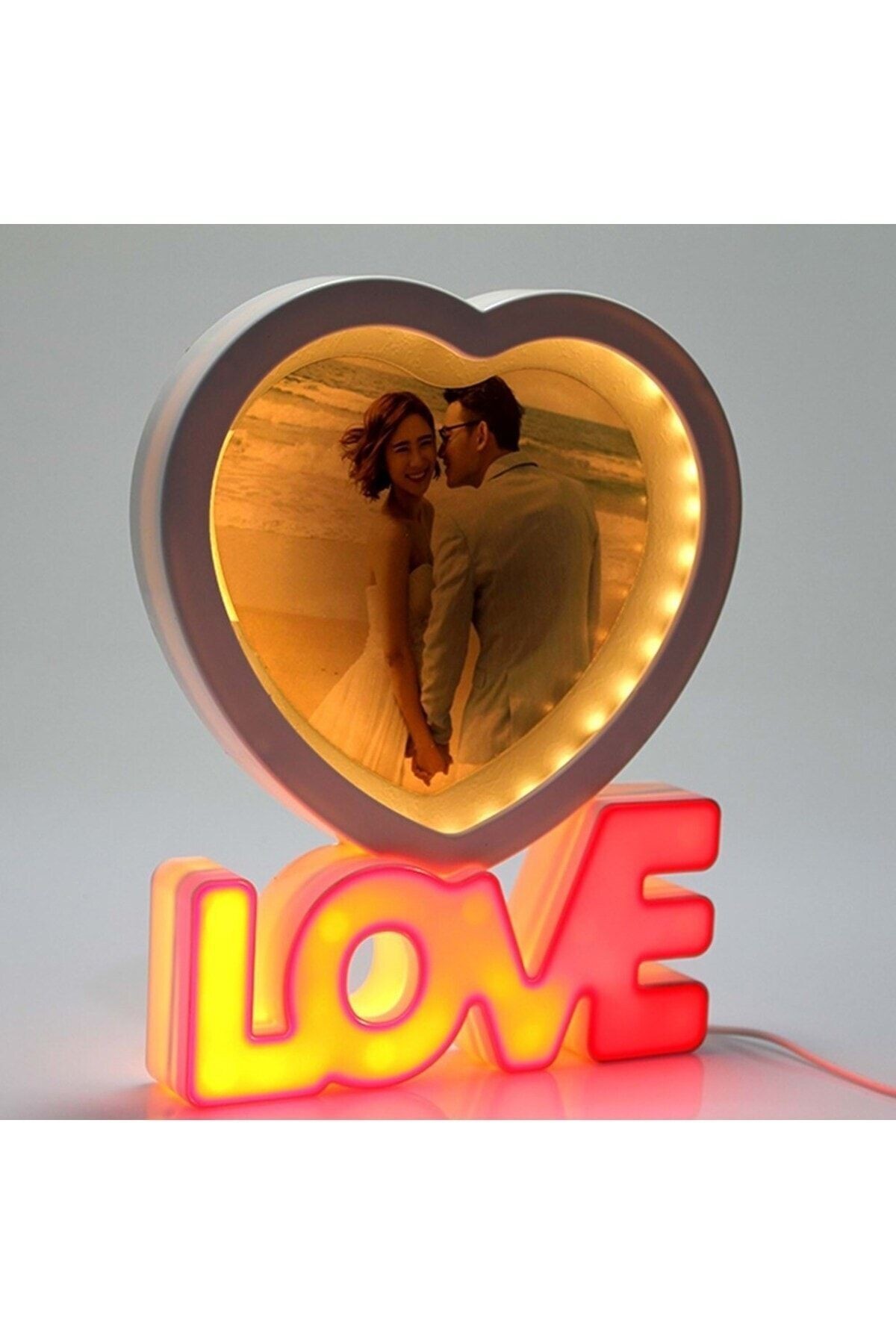 Kişiye Özel fotoğraf Çerçeveli Ledli Love Sihirli Ayna
