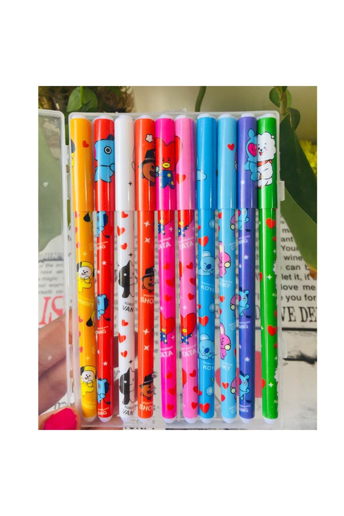 Kawaii karikatürleri Jel Renkli Tükenmez Kalem Seti 10'lu