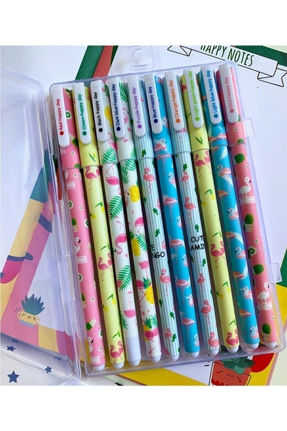10'lu Jel Unicorn-flamingo Kalem Seti Tükenmez Kalem