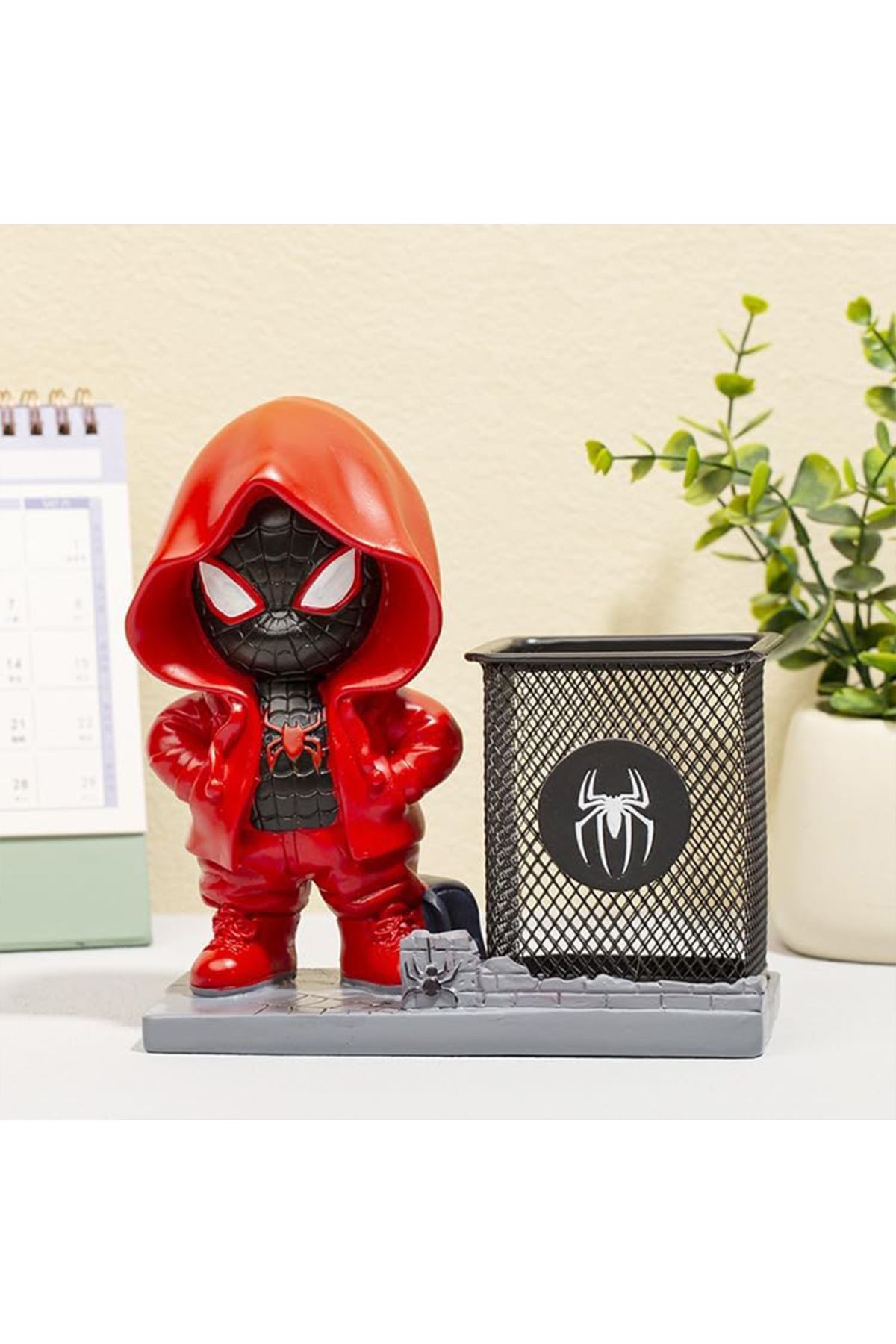 SPIDERMAN PEN  Figürlü Masaüstü Kalemlik-KIRMIZI