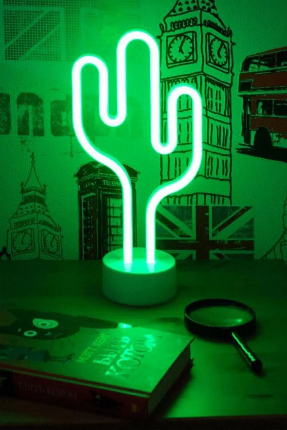 Kaktüs Tasarımlı Neon Led Masa Ve Gece Lambası