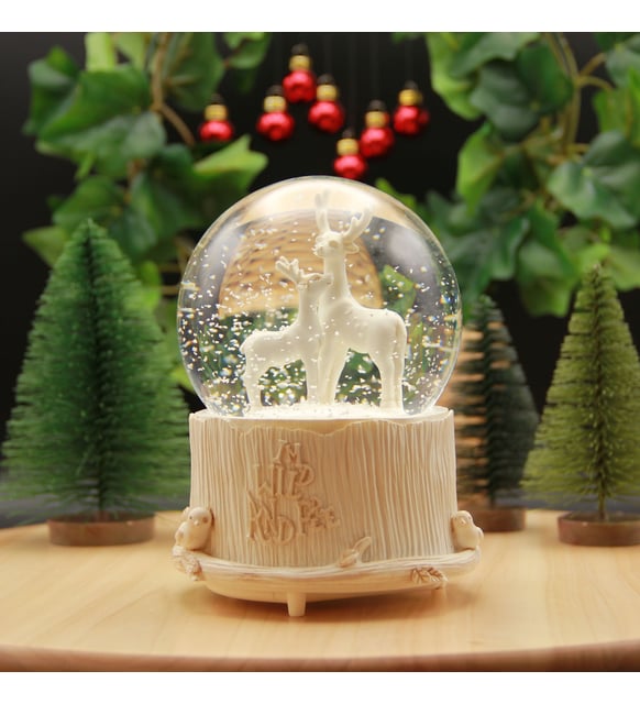 Yılbaşı Noel Geyik Kar Küresi Kar Motorlu, Işıklı ve Müzikli Mega Boy
