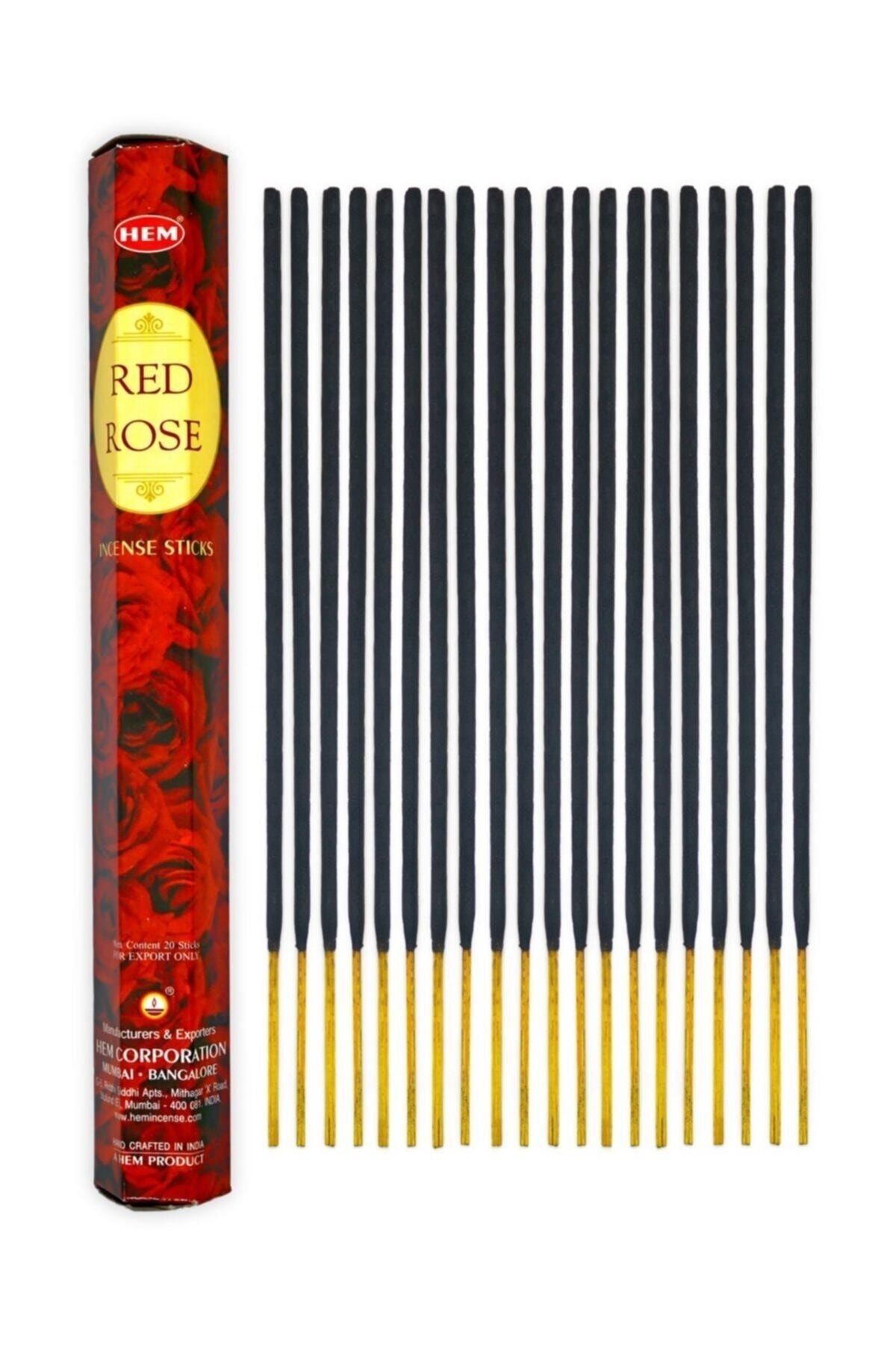 Kırmızı Gül Kokulu 20 Çubuk Tütsü - Red Rose Incense Sticks