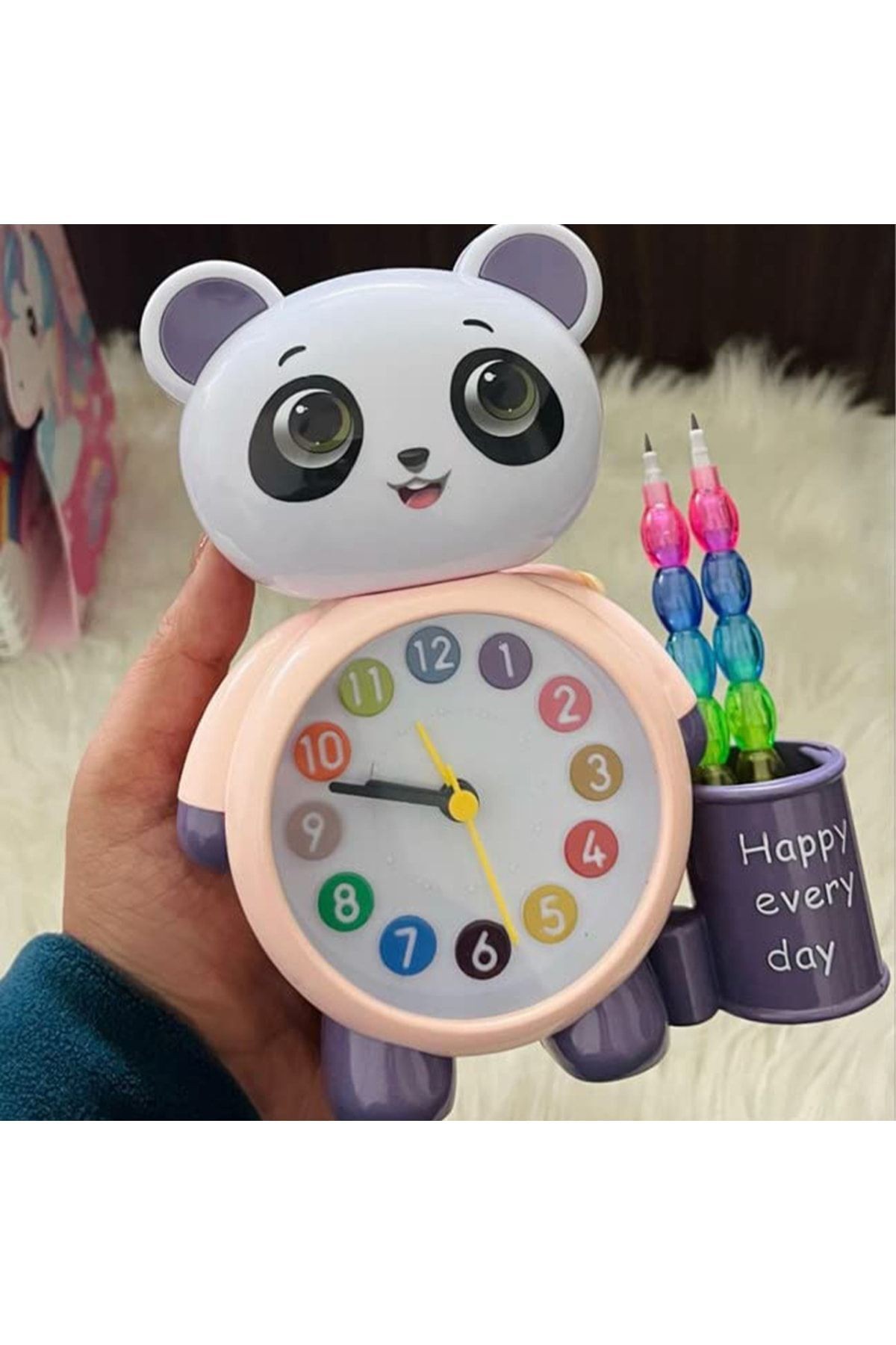 Panda Tasarımlı Saat Kalemlik